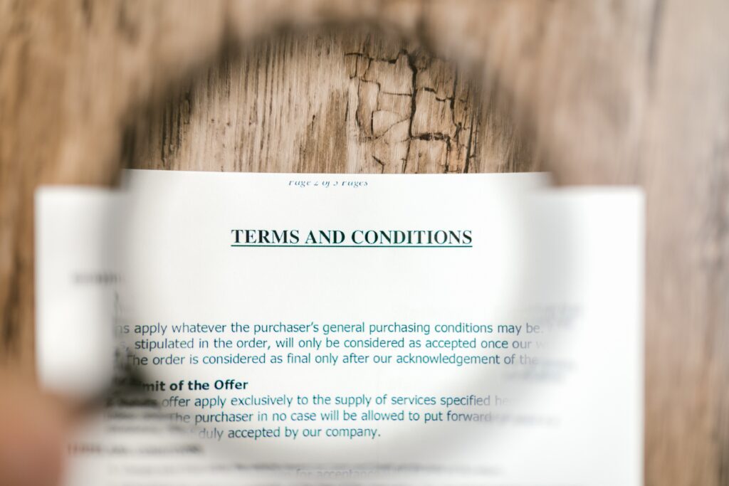 "A visual representation of a legal document featuring the title 'Terms and Conditions.' This image symbolizes the importance of clear and comprehensive agreements, outlining user rights and responsibilities in various contexts."